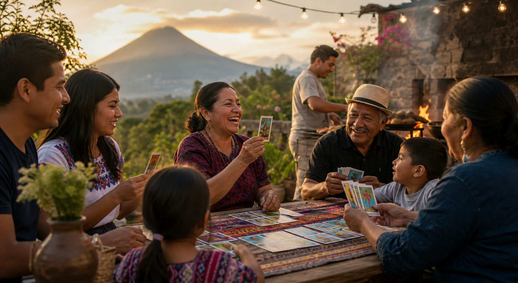Familia jugando Canta Lotería